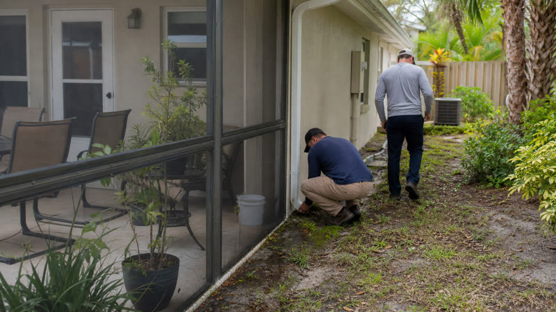 Lanai and yard check for mosquito pressure in Brevard County